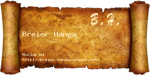 Breier Hanga névjegykártya
